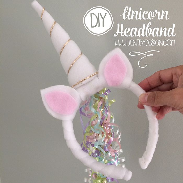 someone is making a unicorn headband out of sequins and fabric with the words diy headband tutor on it