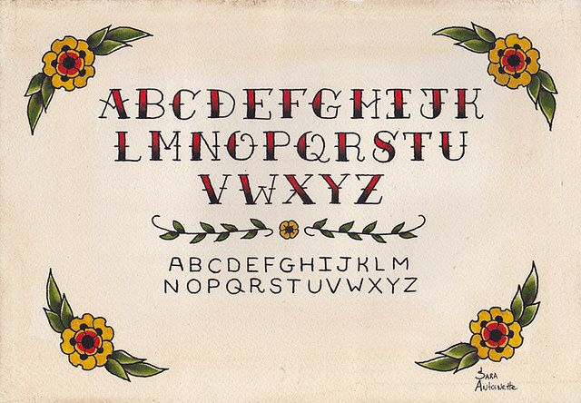 an old fashioned alphabet with flowers and leaves