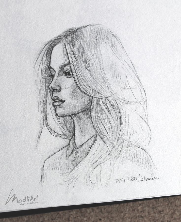 a pencil drawing of a woman's face