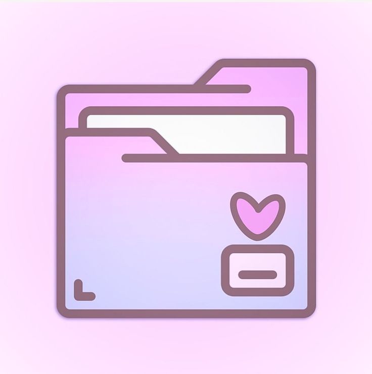 a pink and blue folder with a heart in the center on a light purple background