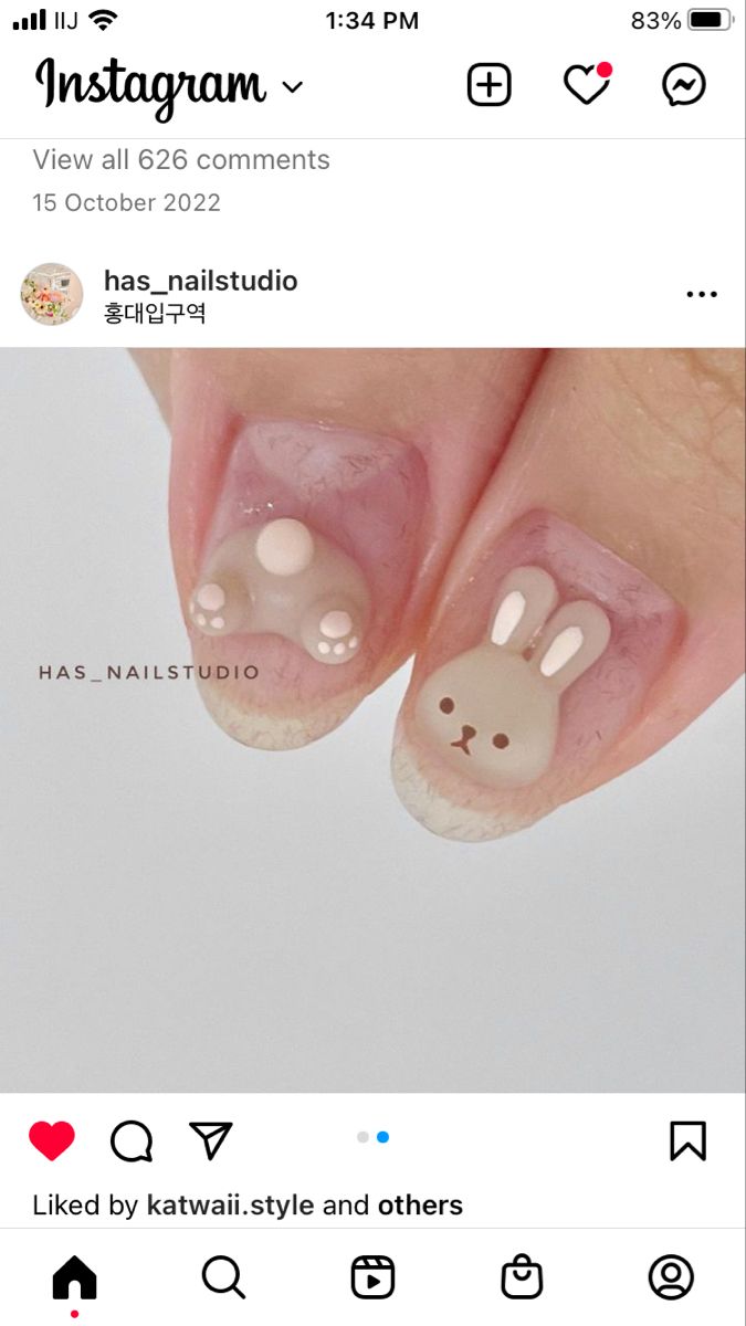 3d Bunny Nails, Bunny Nails Designs, Rabbit Nails, Rabbit Nail Art, Cute Bunny Nail Art, Bunny Nail Art, Rabbit Manicure, Nail Designs Rabbit, Cute Rabbit Nail Art