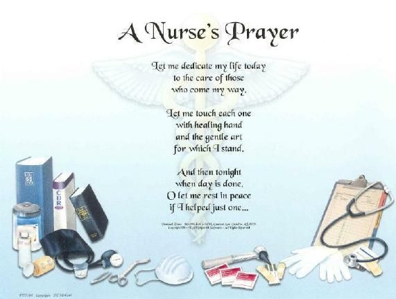 a nurse's prayer with medical supplies