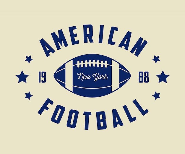 american football emblem with ball and stars