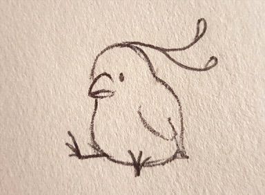 a drawing of a bird sitting on top of a piece of paper with the caption wolf - sama i was doodling small birds and ended up with a bird that looks like it's having an existent