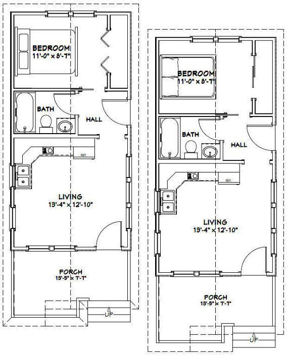 two story house plans with one bedroom and an attached living room in the same floor plan