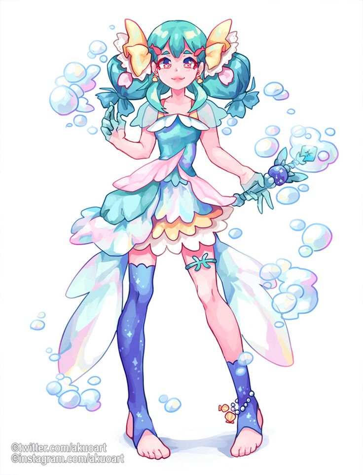 a drawing of a fairy with bubbles on her body