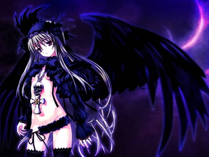 Anime Fallen Angel, Dark Desktop Backgrounds, Dark Angel Wallpaper, Dark Angel Wings, Angel Wallpaper, Moe Anime, Anime Devil, Digital Paintings, Anime Backgrounds Wallpapers