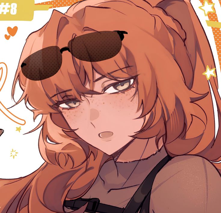 an anime character with long hair and sunglasses