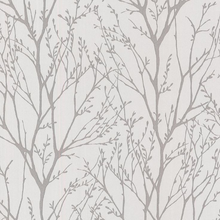 a wallpaper with branches and leaves on the top, in light grey color scheme