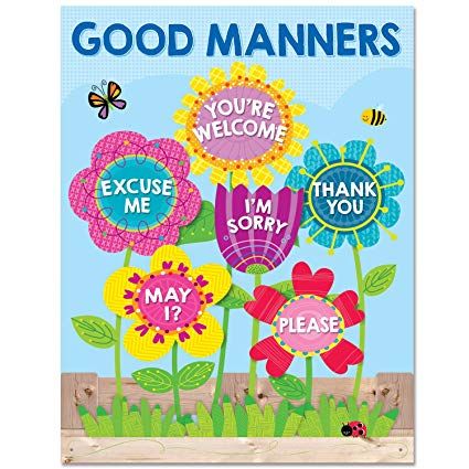 a card with flowers that say good mannerss and the words you're welcome