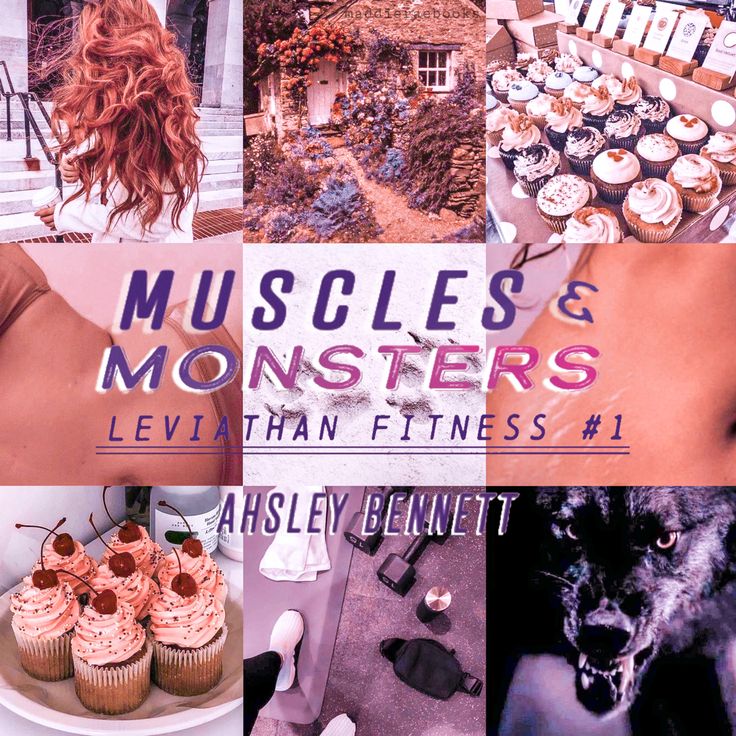 a collage of photos with the words muscles and monsters above them are pictures of cupcakes