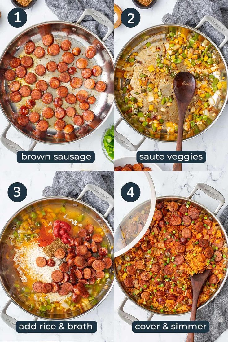 the steps to make sausage and rice casserole