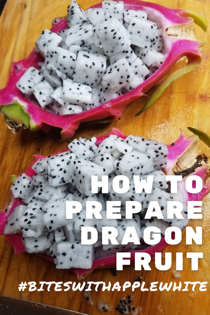 how to prepare dragon fruit with white and black sprinkles on the inside