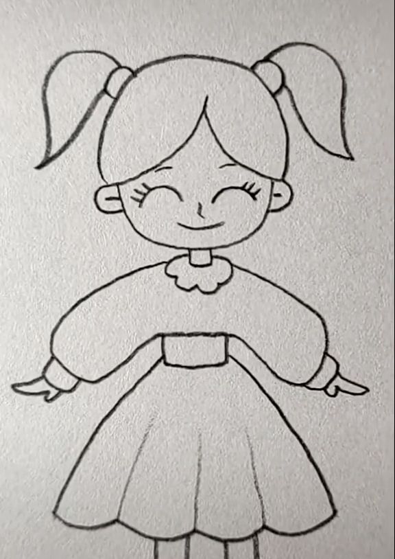 a drawing of a girl in a dress