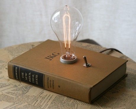 a light bulb sitting on top of a book