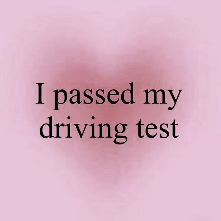 the words i passed my driving test are shown in black on a light pink background