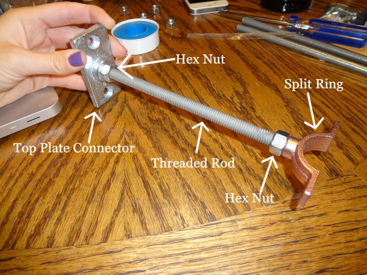 a person holding a wrench on top of a wooden table next to other tools