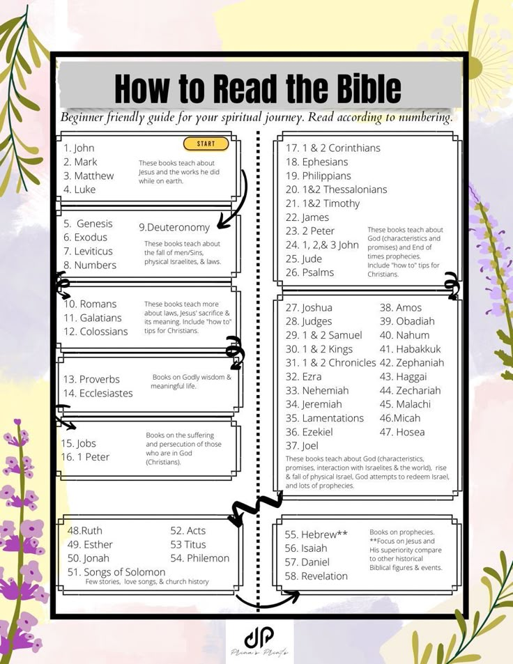 an open bible with the words how to read the bible on it and flowers around it