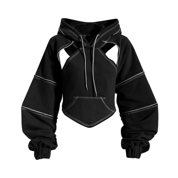 F00191432-103 Hip Hop Hoodies, Hoodie Hood, Aesthetic Hoodie, Crop Top Hoodie, Cropped Pullover, Dark Wear, Crop Sweatshirt, Character Outfits, Look Chic