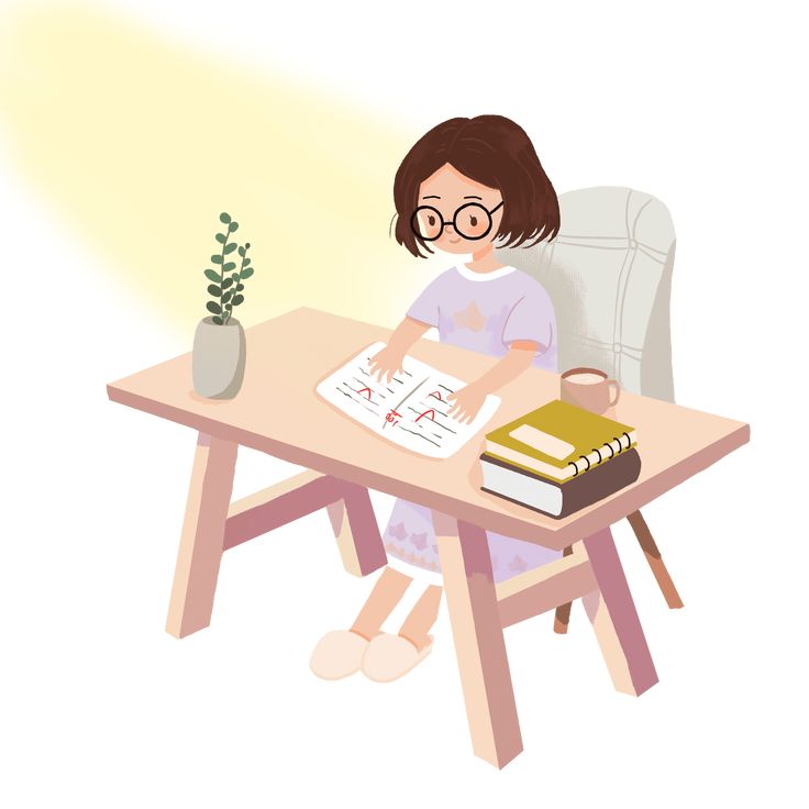 Study Well, Studying Girl, Learn Reading, Cute Pink Background, Study Better, Girl Character, Drawing Studies, Girl Clipart, Cute Cartoon Drawings