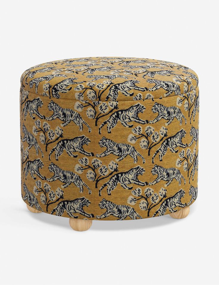 a small stool with an animal print on it