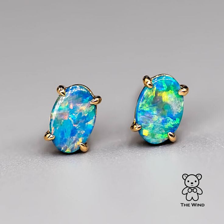 Bright Australian Stud Earrings-1 Black Opal Engagement Ring, Style Theory, Australian Opal Jewelry, Unique Promise Rings, Australian Black Opal, Opal Birthstone, Multi Gemstone Ring, Oval Stud Earrings, Opal Ring Gold