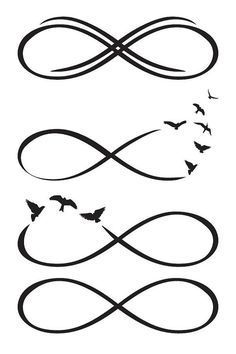 an infinite sign with birds flying in the sky, and two different ways to fly