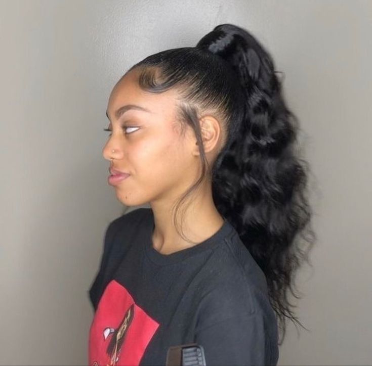 Braids Black, Weave Ponytail Hairstyles, Black Ponytail Hairstyles, Easy Hairstyles For Medium Hair, Braid Out, Girls Hairstyles Braids, Hair Ponytail Styles, Hair Laid, Penteado Cabelo Curto