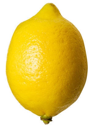 a close up of a lemon on a white background with clippings to the side