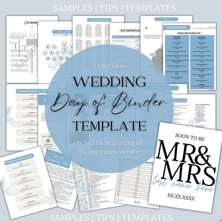 Wedding Day Of Binder Template | Blue Floral Wedding Planning Timeline Printable, Wedding Binder Printables, Binder Printables Free, Binder Templates, Wedding Binder, Planning Template, Binder Organization, Digital Templates, Wedding Organization