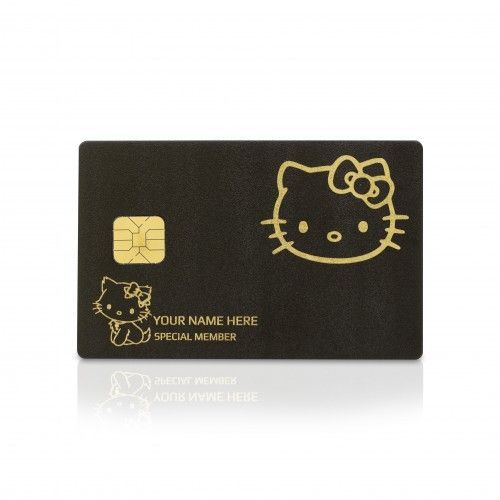 a hello kitty credit card with gold foil