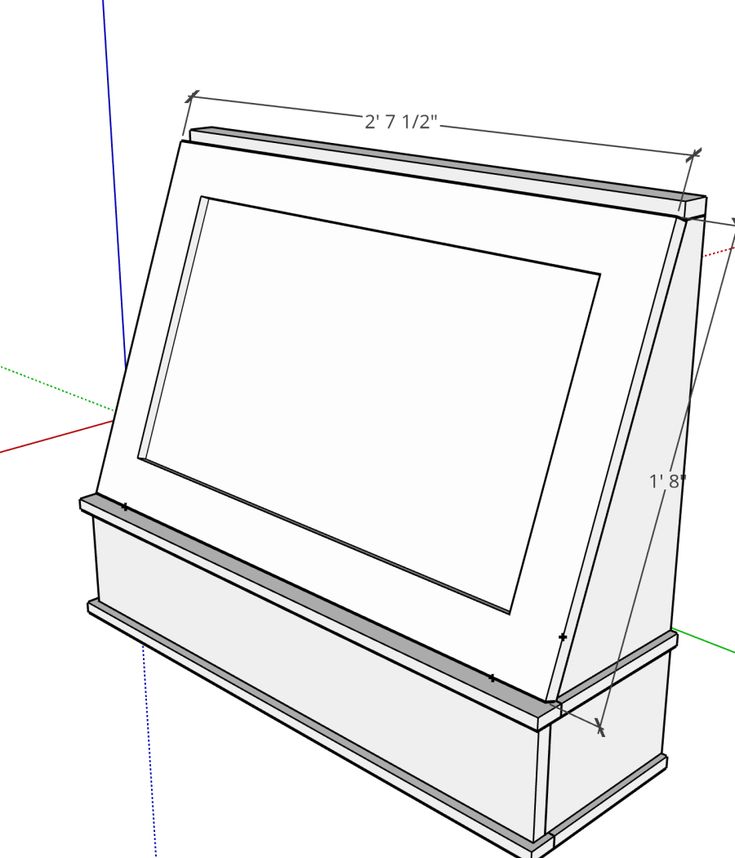 the drawing shows how to draw a flat screen tv with two different angles and measurements