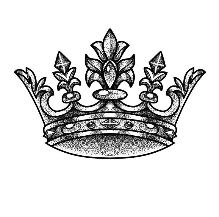 a black and white drawing of a crown