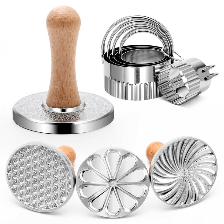 PRICES MAY VARY. 【High-Grade Material】: Cookie stamp kits are made of premium zinc alloy, and cookie cutters are made of food-grade stainless steel, no odor, never fades or rusts, supports the dishwasher and hand wash, safe and durable. 【Classic Pattern & Size】: The cookie press mold has three patterns, diamond, swirl, and flower shapes, And biscuit cutter tools have 5 different sizes, 8cm, 7cm, 6cm, 5cm, 4cm, this cookie kit meets for daily DIY baking use. 【Easy to Use】: The hand design of the Embossing Stamp, Flower Shapes, Cookie Kit, Cookie Press, Cookie Stamp, Hand Design, Dessert Shop, Diy Baking, Baking Set