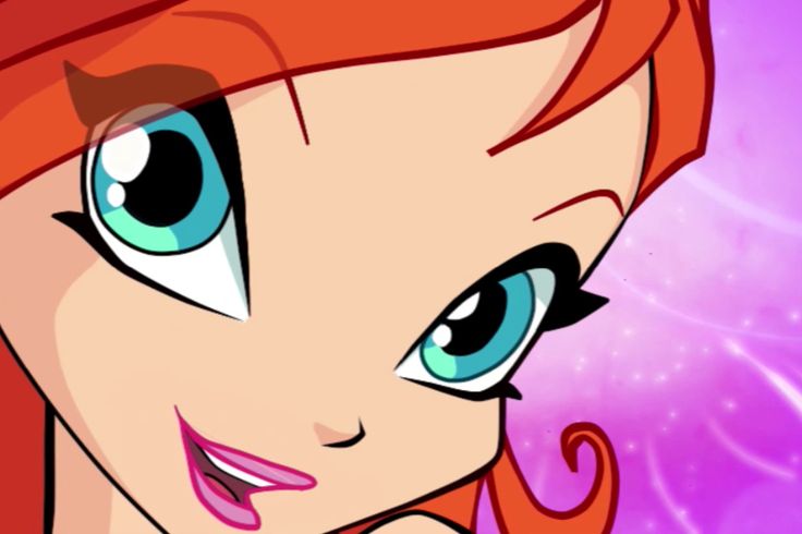 a cartoon character with blue eyes and red hair