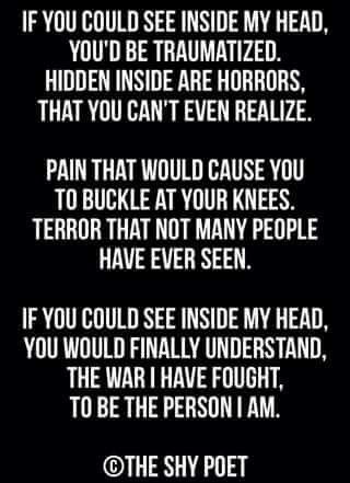 a poem written in black and white with the words, if you could see inside my head