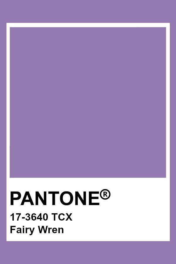 pantone's purple hue is shown with the words fairy wrenn on it