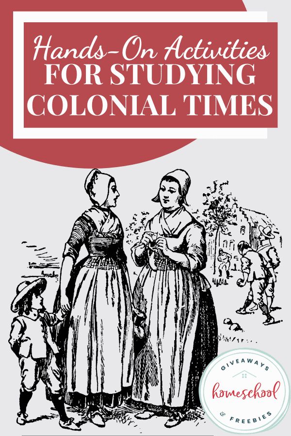 the cover of hands - on activities for studying colonial times, with an image of two women talking