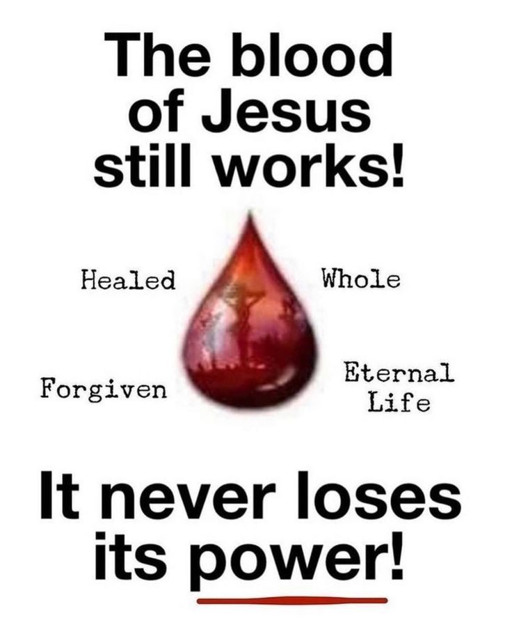 the blood of jesus still works it never loses its power quote on white background with red droplet