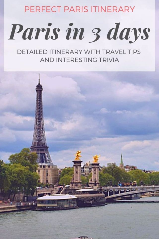 the eiffel tower in paris with text overlay that reads perfect paris itinerary paris in 3 days