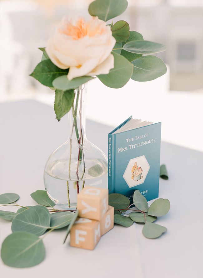 a vase filled with flowers sitting on top of a table next to an open book