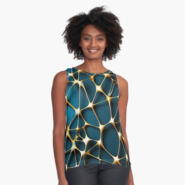 Blue And Gold Pattern, Sleeveless Tops, Gold Pattern, Blue And Gold, Sleeveless Top, For Sale, Pattern, Gold, Blue