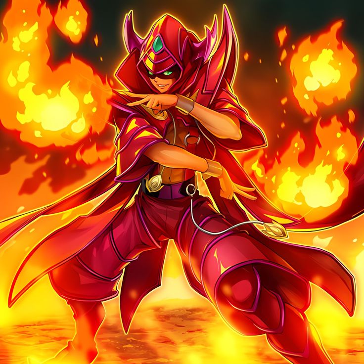 an anime character is standing in front of some fire and flames with her arms around her neck