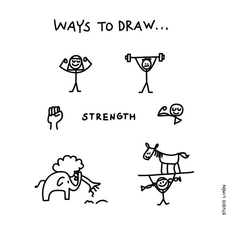 some drawings with words that say, ways to draw strength