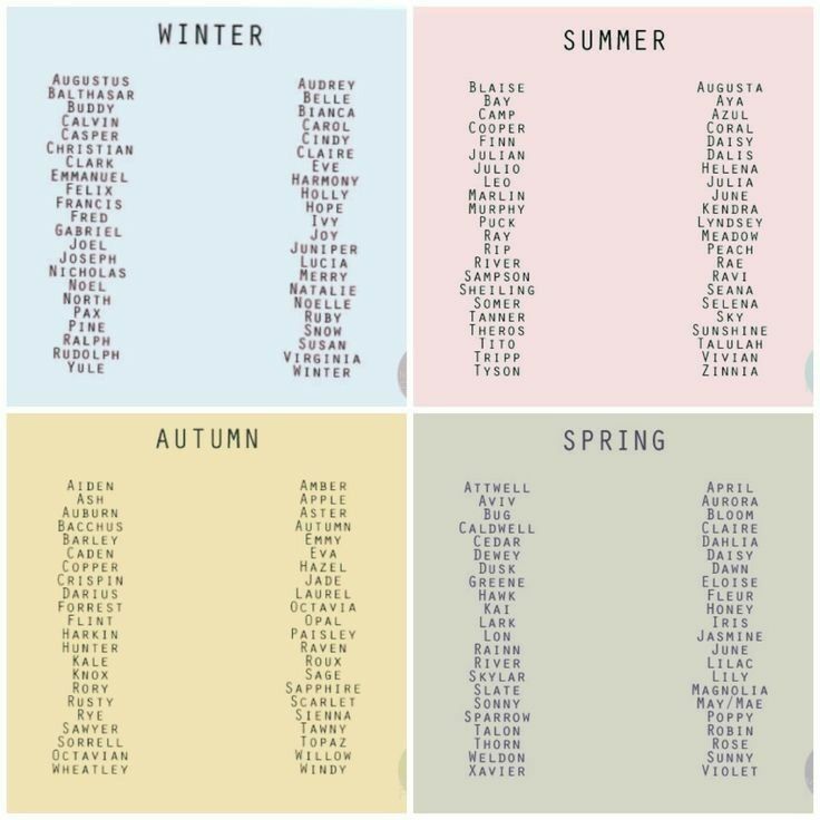 four different types of words in the same color scheme, each with an autumn theme