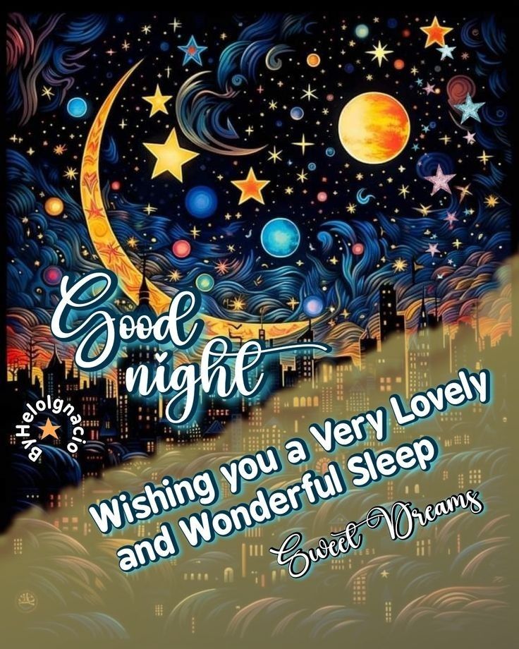 a poster with the words good night wishing you a very lovely and wonderful sleep on it