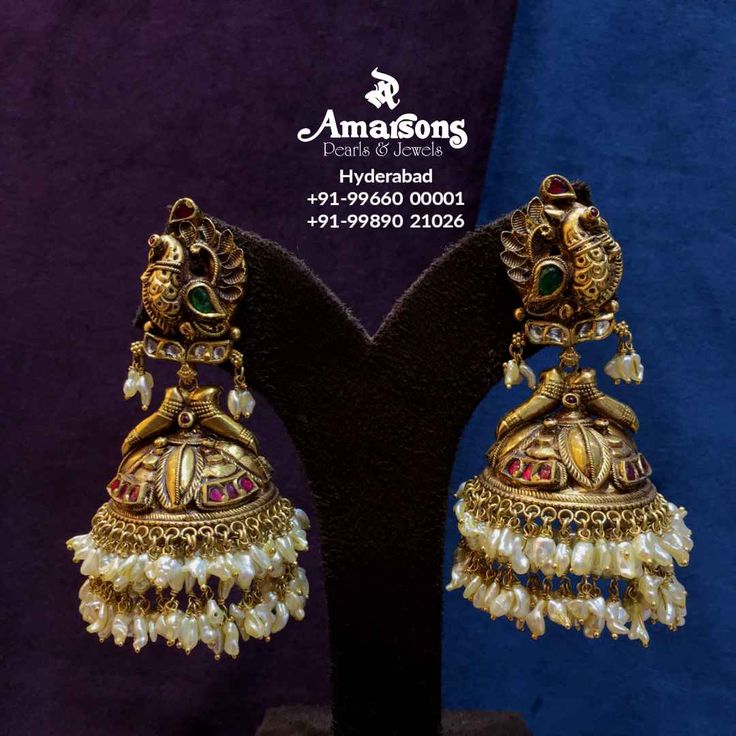 Nakshi Earrings, Amarsons Jewellery, Antique Gold Pendant, Gold Cat Earrings, Keshi Pearl Earrings, Temple Jewellery Earrings, 22 Carat Gold Jewellery, Gold Jhumka Earrings, Gold Earrings Models