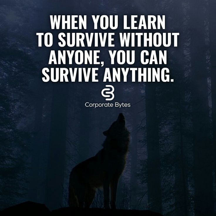 a wolf standing in the middle of a forest at night with a caption that reads, when you learn to survive without anyone can survive anything