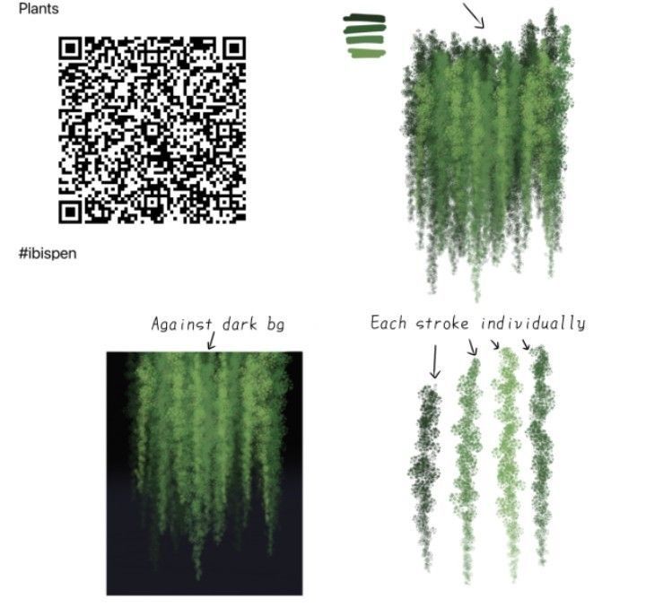 some plants that are growing on the side of a white wall with qr code