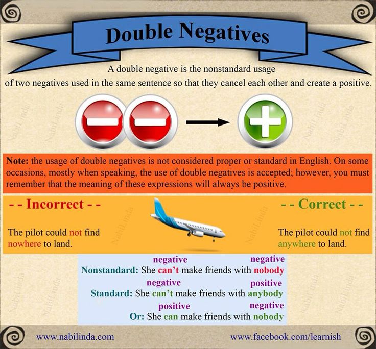 an info sheet describing the different types of negatives in english and arabic language, including two